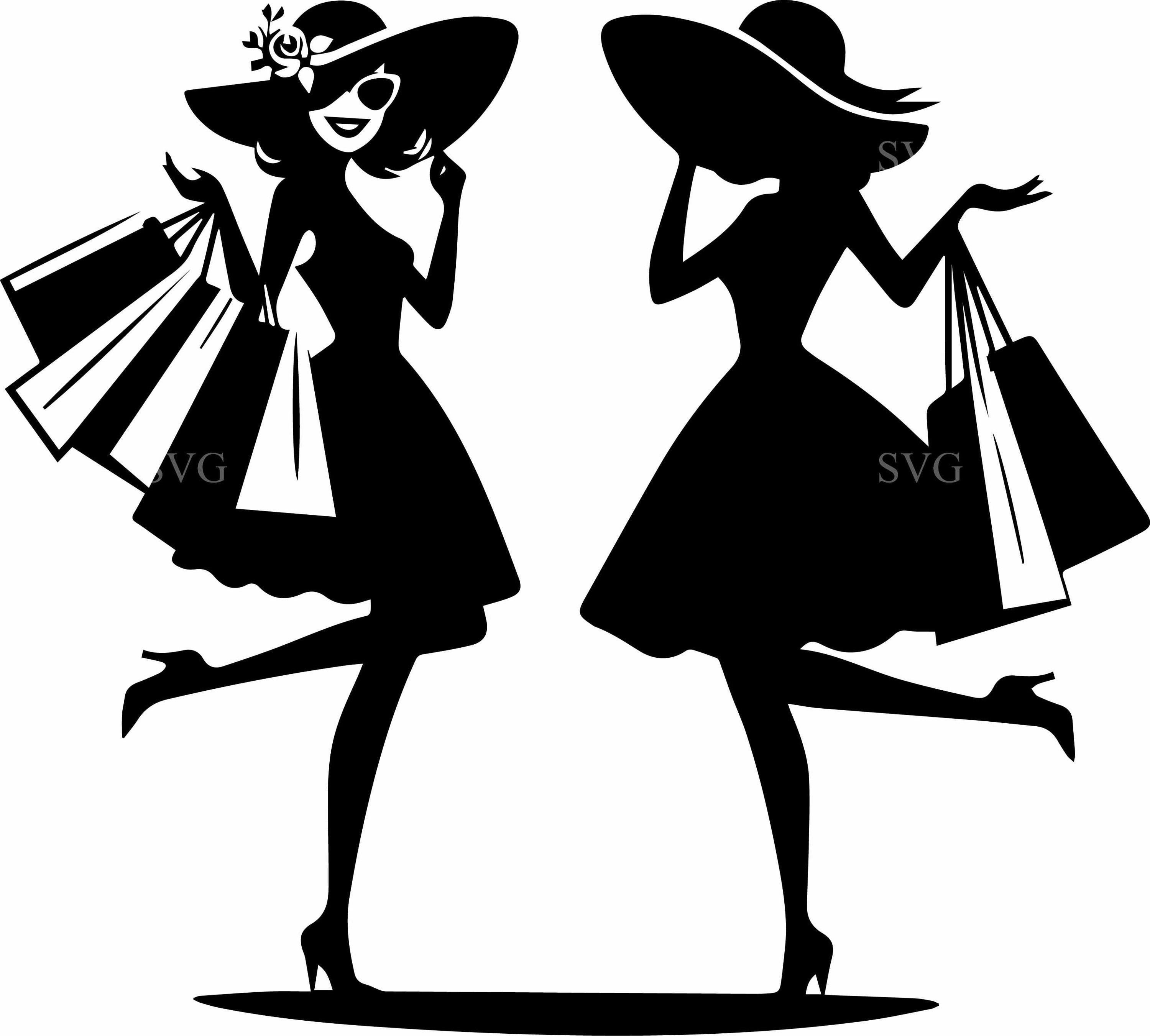 Silhouette frau shopping - Etsy Österreich, image size:3000x2703