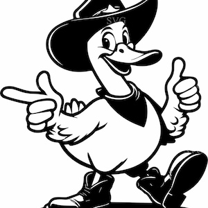 7 Cowboy Duck SVG - 7 Western Cartoon Cut File - Funny Farm Animal Clipart for Cricut Crafts, Kids Shirts, and Rodeo Decor