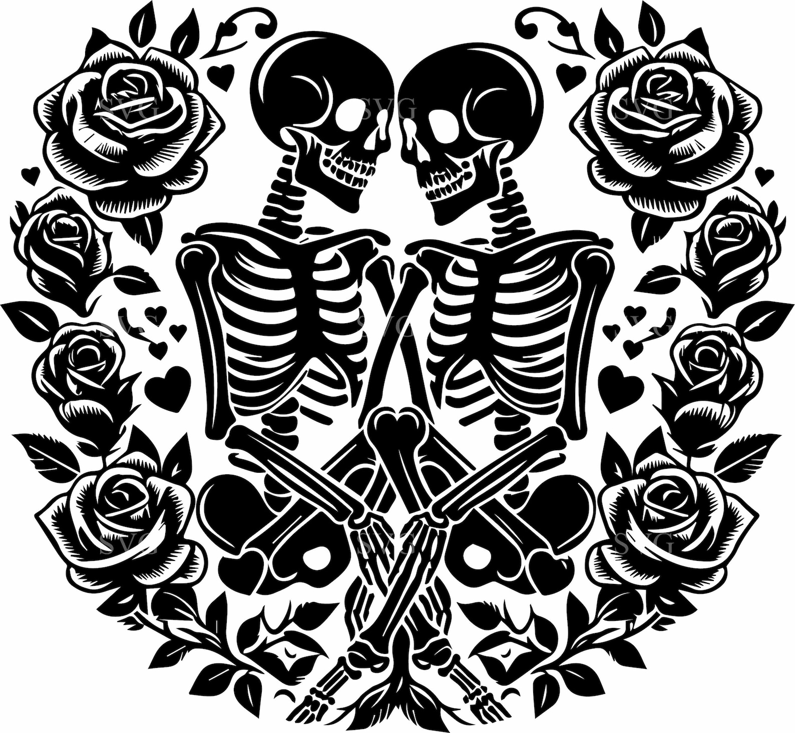 10 Skeleton Lovers SVG – Gothic Couple With Roses Cut File for Cricut ...
