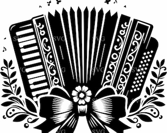 4 archivos SVG de acordeón floral / Diseño de lazo, clipart musical (descarga digital)