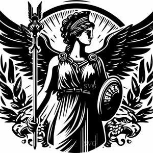 7 déesse grecque SVG PNG – 7 Athena Silhouette Clipart pour Cricut, dessin au trait mythologie féminine, fichier de coupe femme ancienne guerrière