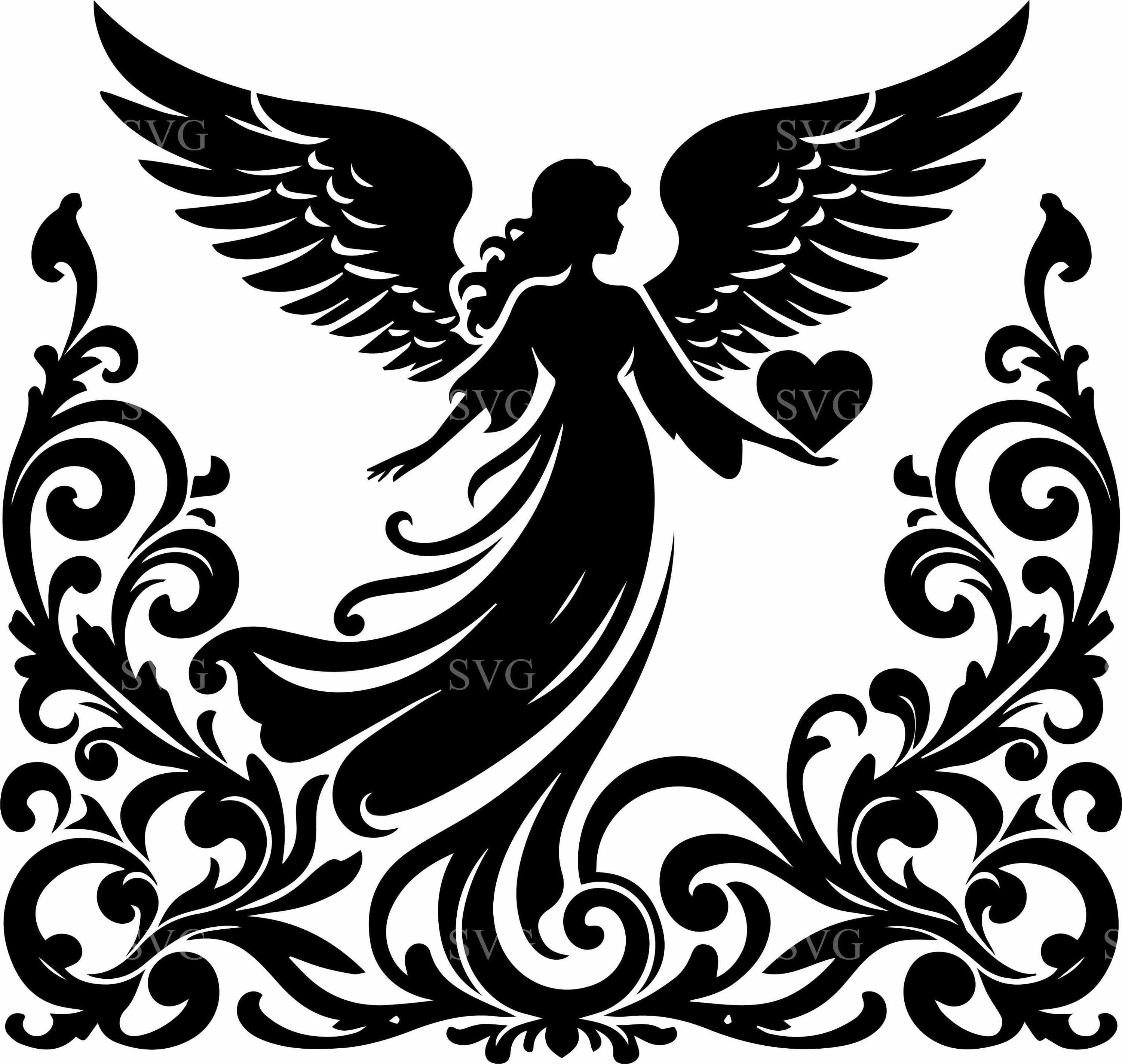 8 Angel Silhouette SVG – Winged Angel Cut File – Spiritual Decor SVG ...
