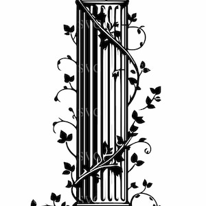 Ancien fichier de coupe SVG 5 colonne - pilier ionique grec décoratif avec vignes - clipart architecture pour Cricut et Silhouette