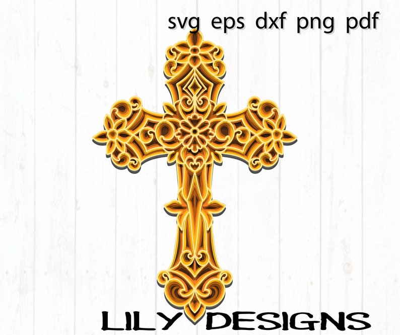 Download Layered Cross SVG Layered mandala dxf | Etsy