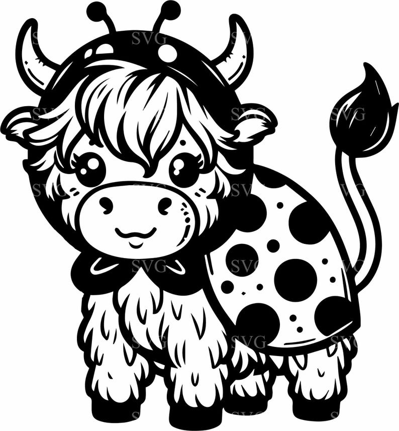 4 Highland Cow SVG Ladybug Costume Cut File, Polka Dot Wings Cricut ...