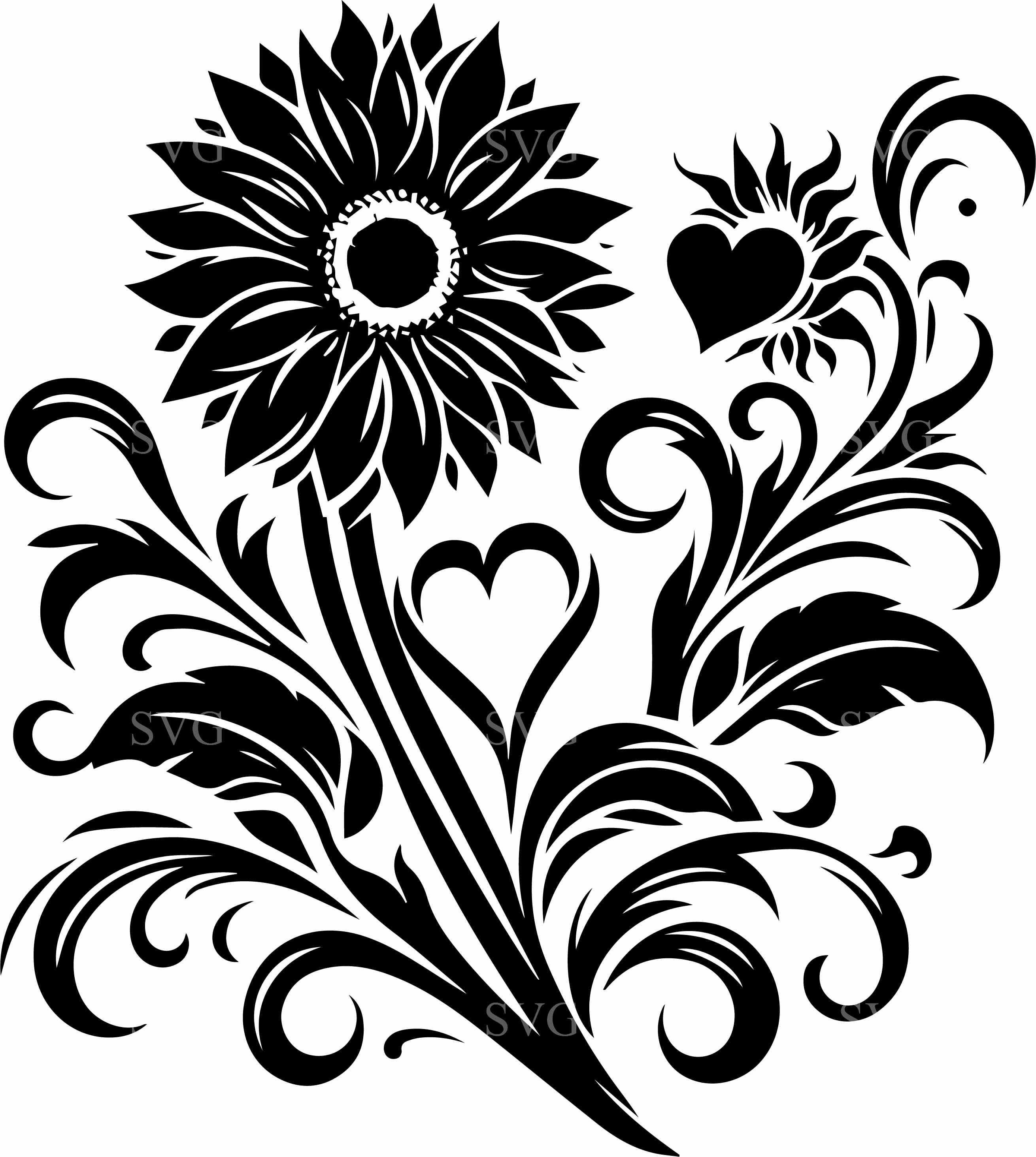 8 Sunflower Heart SVG Cut File – Floral Love Design for Cricut, Summer ...