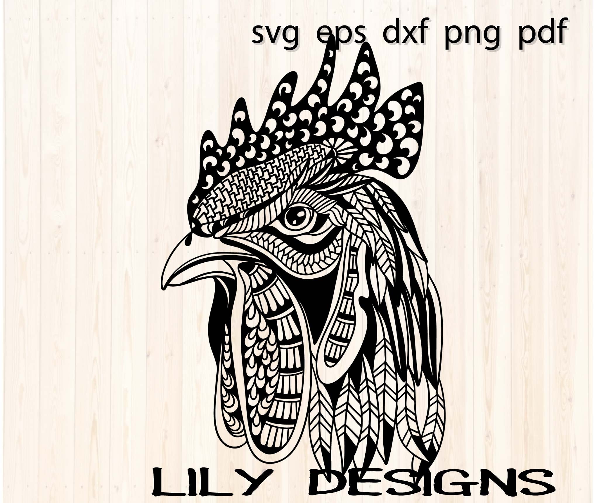 Download Rooster Mandala Svg Head Chicken dxf cricut Farm | Etsy