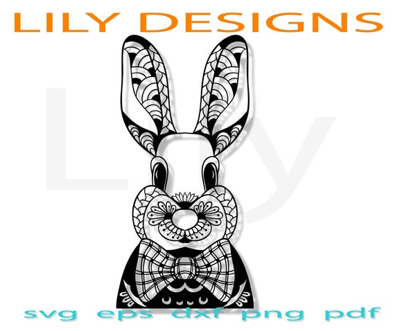 Download Rabbit Bunny Svg Victorian Bow Fluffy Pet Easter Vintage Etsy