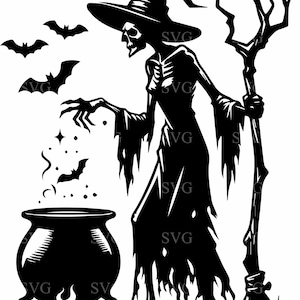 5 Witch Cauldron SVG, Spooky Halloween Witch Cut File for Cricut and Silhouette, Scary Potion SVG Design