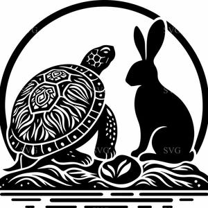 5 Turtle and Rabbit SVG: Fable Silhouette Vector Design (digital ...