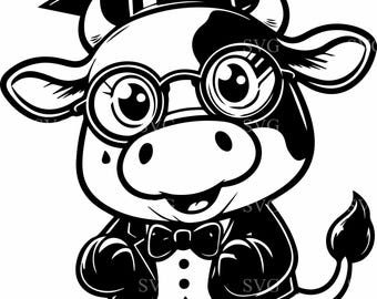 5 Graduation Cow SVG Cut File – Cap, Gown, Glasses Silhouette (Digital Download)