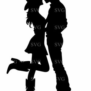 Cowboy und Cowgirl SVG, 4 Land Paar Silhouette Schnittdatei, Western Romanze Clipart, digitaler Download