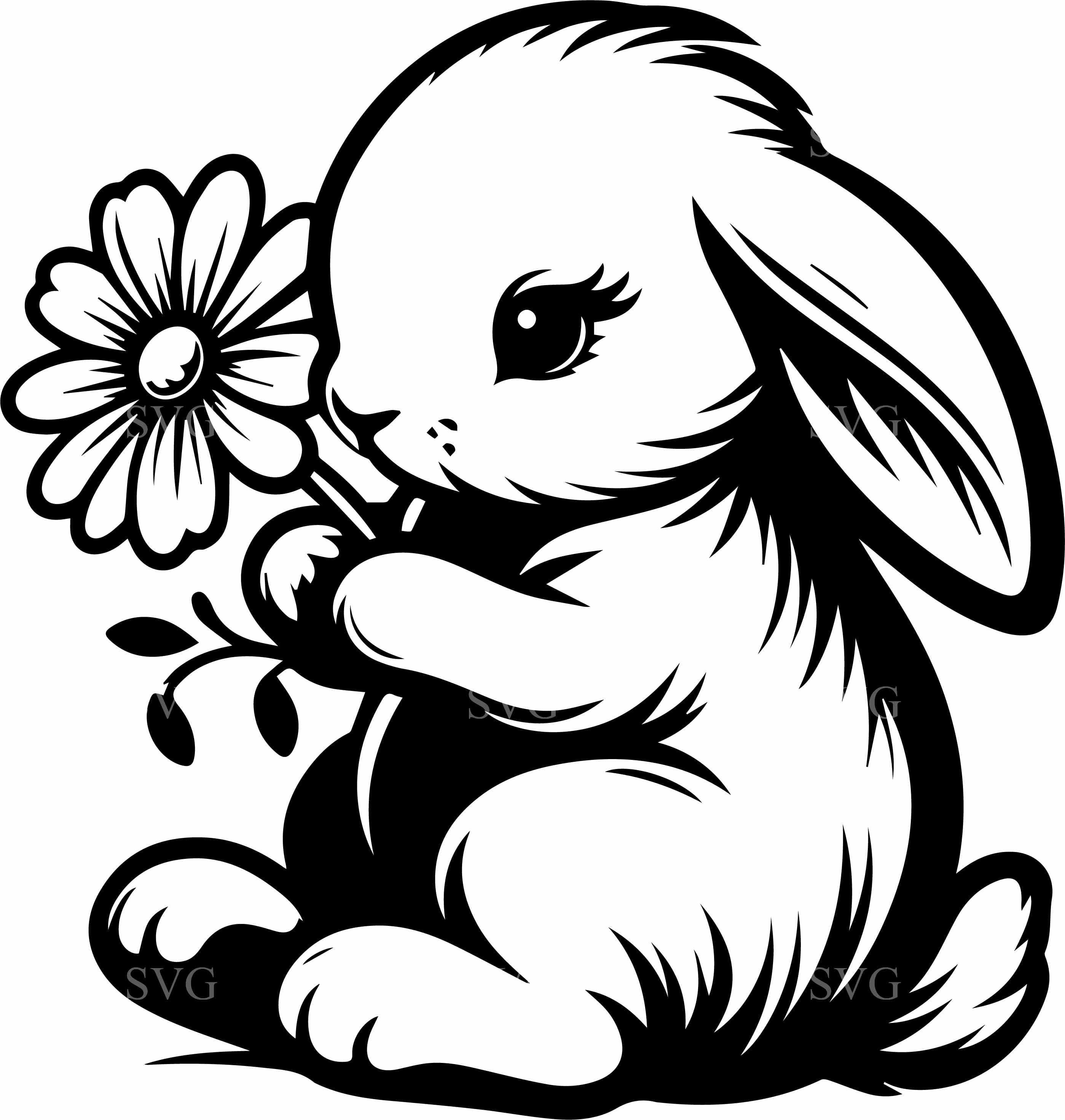 8 Flower Bunny SVG – Spring Rabbit Cut File for Cricut, Kids Craft ...