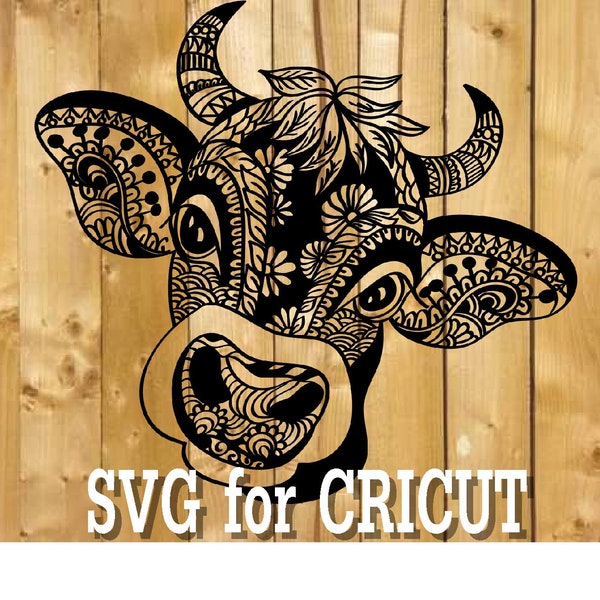 Cow mandala svg / zentangle cow svg / intricate svg file / cricut design svg / zentangle for cricut / zentangle mandala animal