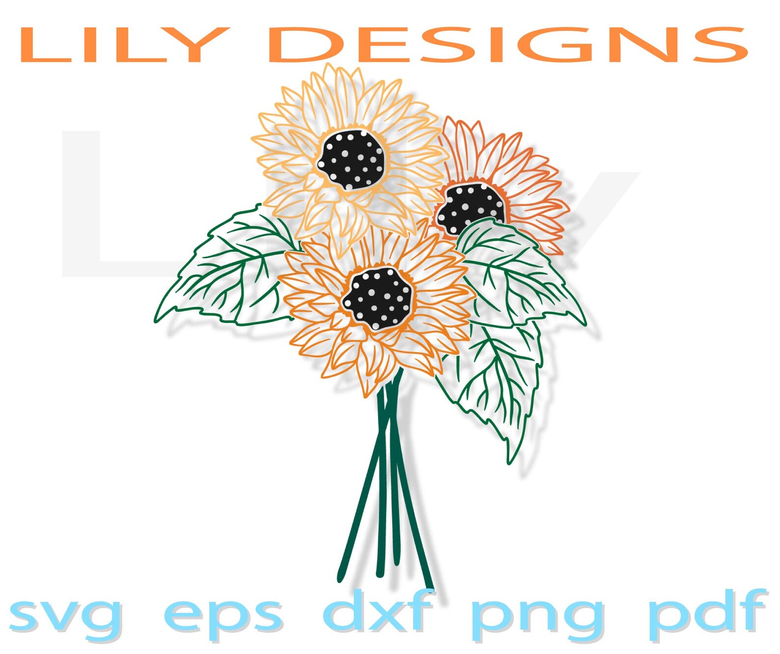 Sunflower vector svg boho love flower outline bouquet simple | Etsy