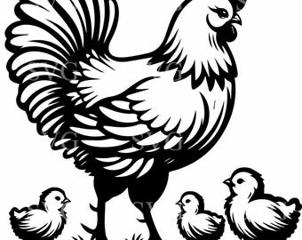 4 Hen and Chicks SVG | Farm Animal Clipart, Cricut Cut File