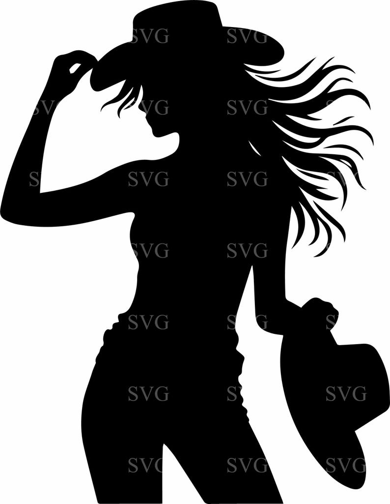 4 Cowgirl Silhouette SVG, 4 Western Woman Cut File, Confident Country Girl Clipart for Cricut & Laser Cutting image 3