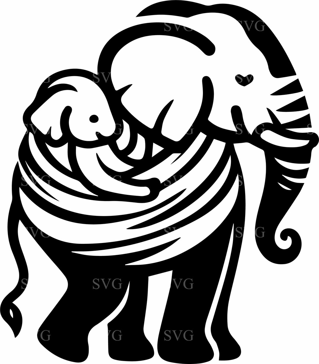 Hugging Elephant Vector 3 Elephant Mom and Baby SVG, Hugging Elephants Cut File - Etsy