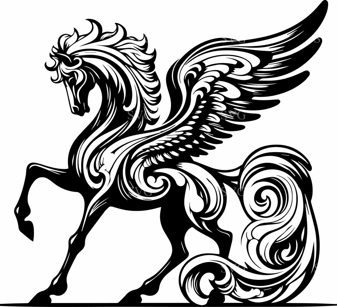 8 Pegasus SVG Cut File – Winged Horse Silhouette for Fantasy Wall Art ...