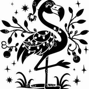 Flamant rose de Noël SVG, 7 flamants roses festifs avec fichier de coupe de lumières des fêtes, chapeau de père Noël flamant rose pour Cricut