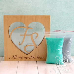 Juego de ceremonia de arena de boda personalizado - Juego de ceremonia de arena de unidad personalizado - Marco de arena de unidad grabado-Marco de ceremonia de arena-Arena coloreada