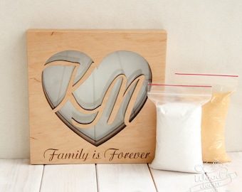 Gepersonaliseerde zandceremonieset - Gepersonaliseerde zandceremonieset - gegraveerd Unity Sand Frame-Sand Ceremony Frame-gekleurd zand