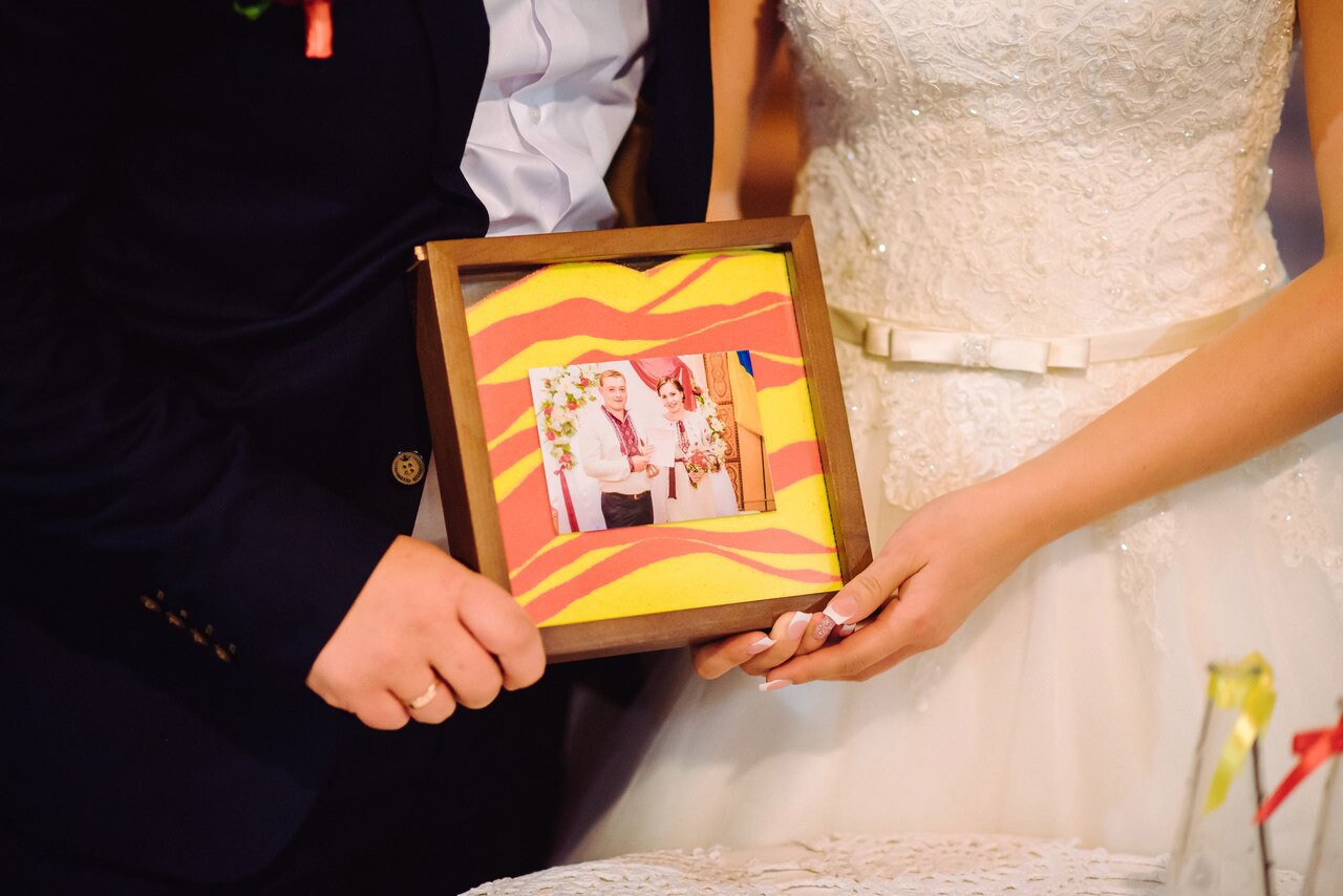 Cadre Rituel Des Sables De Mariage Personnalisable - Avec Noms Et Date | Cadre Photo 10x15 Cm
