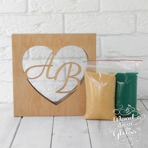 Personalized Wedding Sand Ceremony Set - Personalized Unity Sand Ceremony Set - Engraved Heart Frame For Sand Ceremony - Sand Ceremony Set