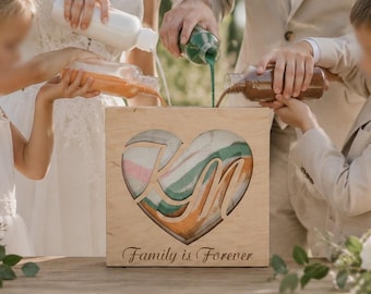 Personalized Wedding Sand Ceremony Set - Personalized Unity Sand Ceremony Set - Engraved Unity Sand Frame-Sand Ceremony Frame-Coloured sand
