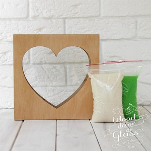 Rustic Wedding Sand Ceremony Set - Rustic Unity Sand Ceremony Set - Heart Frame For Sand Ceremony- Sand Ceremony Set-Color Sand-Wedding Gift
