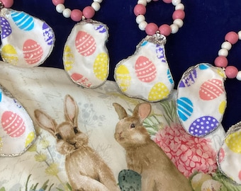 Servilletero de Pascua con forma de concha de ostra o vino, hecho a mano, con cuentas de madera Deco Podge