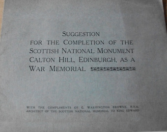 Scottish National Monument Architectural Plan Drawing Calton Hill, Edinburgh, Scotland. War Memorial Historical Document. Scotland Ephemera