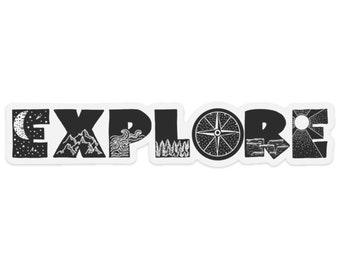 Explore Sticker, Nature Sticker, Car Decal, Water Bottle Sticker, Cooler Sticker, Computer Sticker, Nature Art, Hiker, Camping Sticker
