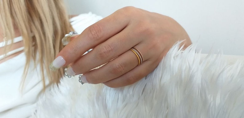 18k Solid 3 pcs Gold Band Set Rings Women/'s Wedding Band~Thin Wedding Band Thin Gold Band|Gold Stacking Ring~Midi Ring 3 pcs set Ring