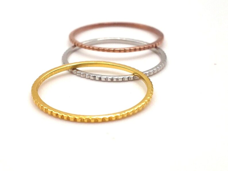18k Solid 3 pcs Gold Band Set Rings Women/'s Wedding Band~Thin Wedding Band Thin Gold Band|Gold Stacking Ring~Midi Ring 3 pcs set Ring