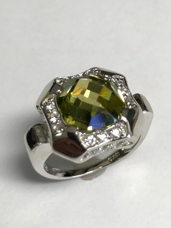 Simulated Peridot Glass Arabic Symbol Pendant Sterlin… Gem