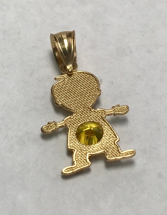 14 K Yellow Gold November Birthstone Boy Charm - image 4