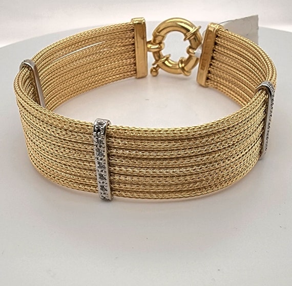 Vintage Mid Century 14k Gold & Diamond Bracelet M… - image 4
