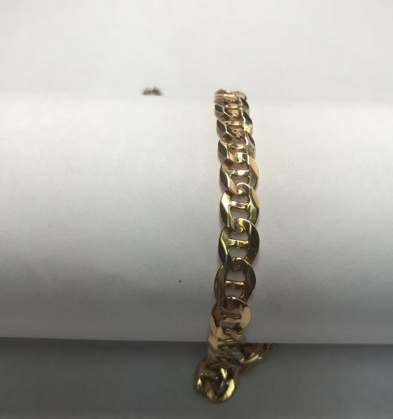 14 k Yellow Gold Curb Link ID Bracelet 9"