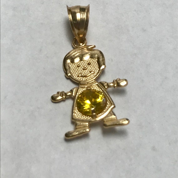 14 K Yellow Gold November Birthstone Boy Charm - image 2
