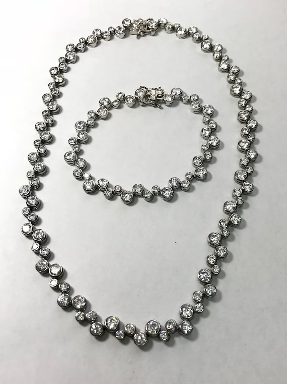 Vintage Sterling Silver 21.25 CTW Simulated Diamon