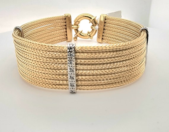 Vintage Mid Century 14k Gold & Diamond Bracelet M… - image 1