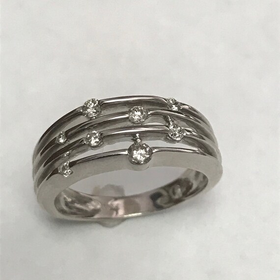 10 K White Gold Diamond Wedding Band. - image 1