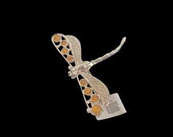 925 Sterling Silver Dragon Fly Brooch Pin