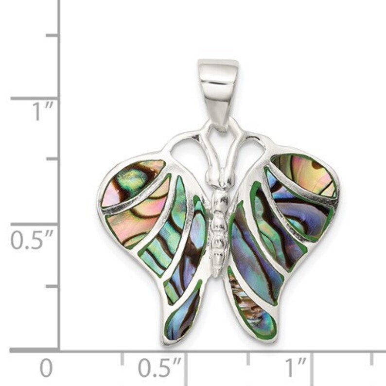 Gorgeous Piece! 925 Sterling Silver Abalone Butterfly Charm Pendant Unique