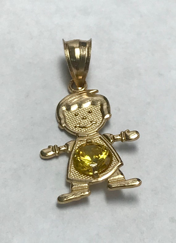 14 K Yellow Gold November Birthstone Boy Charm - image 1