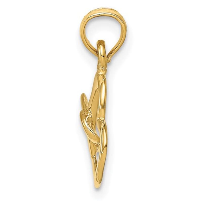 Handcrafted 14k Polished Yellow Gold Intertwined Double Heart Charm Pendant