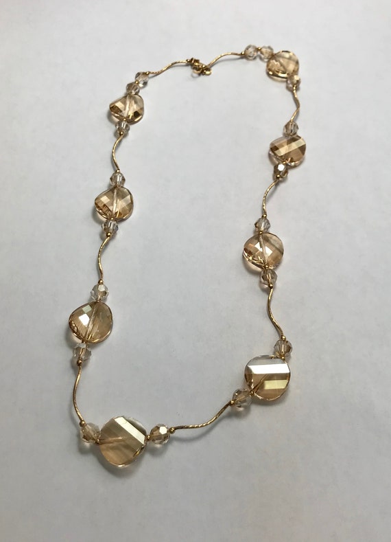 14 K Yellow Gold Faceted Quartz Necklace/Choker 1… - image 3