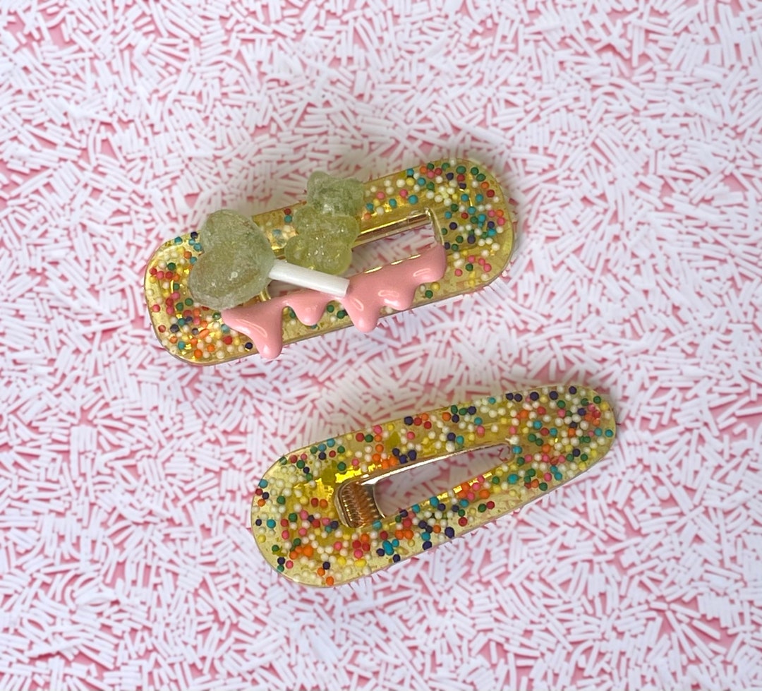 Large Resin Hair Clip Set Sprinkle Barrettes Cute Fairy Kei Hair Clips