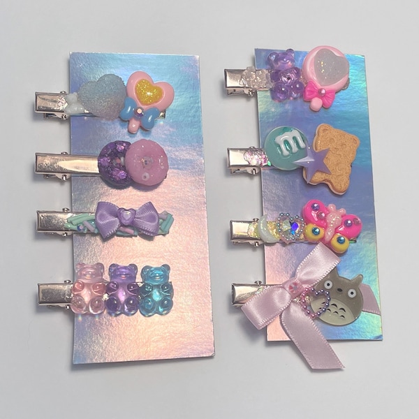 Kawaii Candy Barrettes | Fairy Kei Pastel Hair Clips | Mix & Match Custom Hair Clip Set